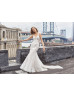 Beaded Ivory Floral Lace Tulle Open Back Wedding Dress